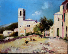 SUPERBE TABLEAU SIGNÉ DE LOUIS NATTERO MARSEILLE VILLAGE PROVENCE AUTHENTICITÉ +