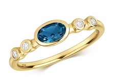Bague solitaire topaze bleue