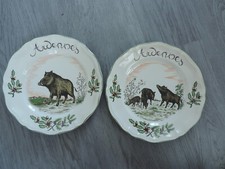 Paire d’assiettes Ardennes  Luneville KG Sangliers