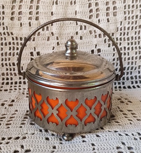 Ancien sucrier verre orange - sucrier,