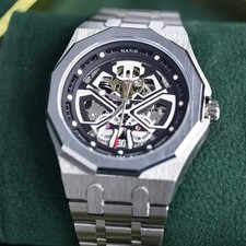 Montre Automatique Homme Skeleton NASIR – Acier Inoxydable, Design Luxe