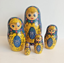 Anciennes Poupées Russes Matriochka Bois de sapin – 5 pièces Peintes à la main