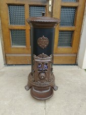 Poêle a bois Godin 3720A émaillé Marron/ Noir  mât restauré +++ excellent état