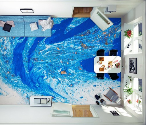 Motif bleu 098 sol peinture - bleu,