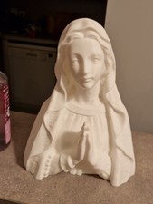 VIERGE MARIE BLANCHE OBJET 3D RELIGIEUX BUSTE PLASTIQUE EGLISE