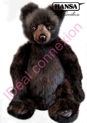 Peluche ours noir assis - peluche,