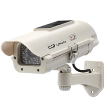 Caméra Factice Fausse Caméra de Surveillance Solaire Étanche LED Rouge