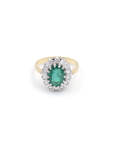 Bague émeraude diamants 61 - émeraude,