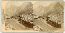 Stereo Suisse, Schweiz, Vue d'un chalet d'alpage et des montagnes enne