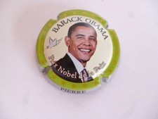 capsule champagne Pierre MIGNON, Barack OBAMA, cercle vert , contour argen,N°74e