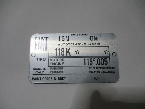 Plaque identification fiat - plaque,