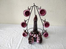 Service à digestif, liqueur en céramique Présentoir avec carafe + 8 verres