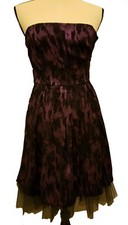 Eva Franco Size 4 Black & Purple strapless dress with Black Sheer Tulle bottom