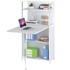 Modèle Compact Table Bureau pour Ordinateur Blanc Portable Armoire Étagère