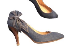 Superbe Escarpins Jeans Celine 37,5 Tbe Authentique 