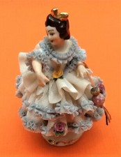 Porcelaine polychrome Dresde D couronné Figurine danseuse Robe dentelle Germany