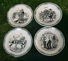 4 Assiettes Parlante St Amand : Aviation , Chasse , Football , Tir à L'arc 