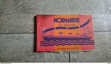 carnet 12 vues en bistre paquebot normandie le havre intérieur