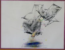 Le Cloarec Gérard original Chaise-longue lithographie nu érotisme n° 1/1