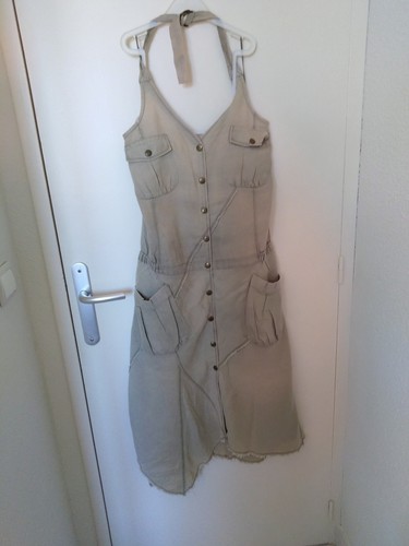 Robe mango lin gris dos - robe,