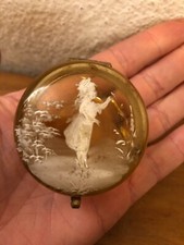 ❤️ANCIENNE JOLIE  petite boite pilulier en verre avec décor émaillé Napoléon III