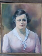 PORTRAIT DE FEMME ANCIEN AU PASTEL SIGNÉ L. FOUGÈRES 55x45 CM