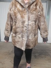 Manteau fourrure ragondin et cuir