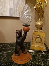 Lampe En Bois Sculpté Ours De Bern Forêt Noire 