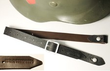 JUGULAIRE CASQUE ALLEMAND WW2 "RBNr. 0/0390/0204" cuir brun, boucle alu