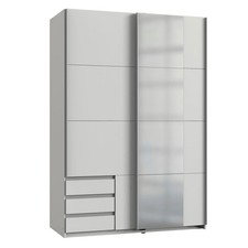 Armoire À Glissière Emden 135x64x198Cm Blanc Miroir (18849)