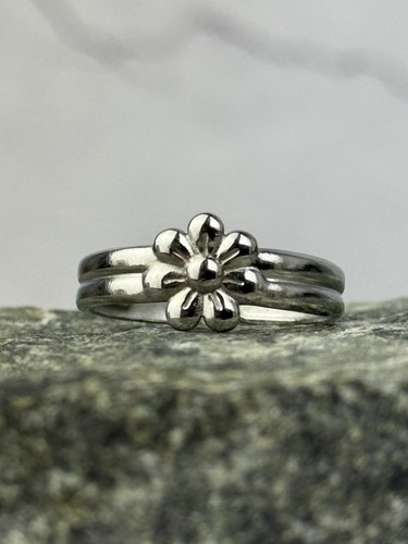 Bague fleur argentée acier - argentée,