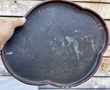 Plateau Carton Bouillie Chinois Japonais Ancien Chine Japon Papier Maché Laque