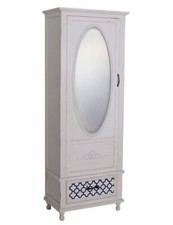 Vintage armoire placard shabby chic blanc miroir placard couloir bois un tiroir
