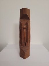 Sculpture Vintage Design Bois Massif Cubiste Cubisme Totem 