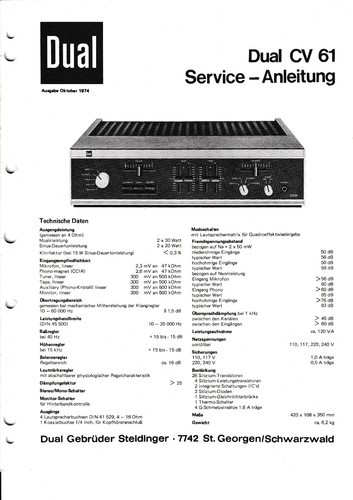 Manuel service pour dual cv - manuel,