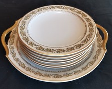 RAYNAUD & Co.Service à dessert porcelaine de Limoges.6 assiettes + Plat à Tarte