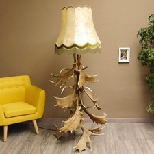 Lampadaire Parchemin Cuir Abat-Jour Damhirschstangen-12 Pièce Lampe