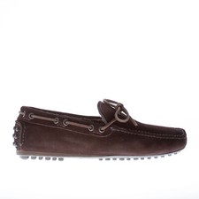 CAR SHOE chaussures homme men shoes Dark brown suede fur-lined tie front loafer