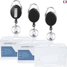Awumbuk Porte Badge, 3 Pcs Porte Badge Enrouleur Retractable Porte Carte