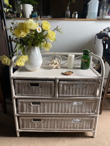 Petit meuble rotin blanc - meuble,