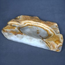 Cendrier en onyx naturel - pierre translucide marbrée vintage déco rétro 