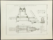 1888 - Plan ancien d'une machine à fabriquer les chevilles en bois