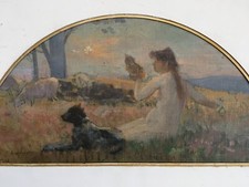 Raoul ARUS (1848-1921) Jeune Femme Elégante Bergère symbolisme Dédicace nabis