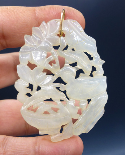 Ancien pendentif jade - jade, blanc