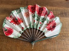 Éventail Pliant Victorien Français Décor Fleur Peint À La Main Signé B.Lachelin
