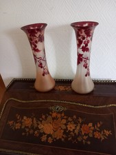 Magnifique paire de vase en  pâte de verre Legras série Rubis