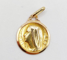 Médaille religieuse vintage or 18k Vierge Marie