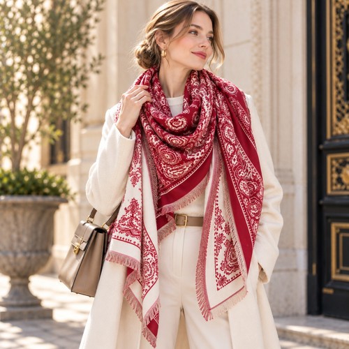 Grand châle femme réversible
