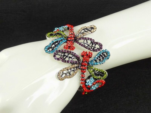 Multi crystal dragonfly bangle - dragonfly,
