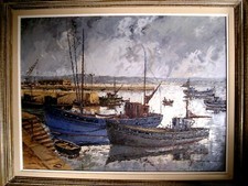 TABLEAU MODERNE - ECOLE BRETONNE XXème L AURENT HOUËL LA CALE DE DOUARNENEZ